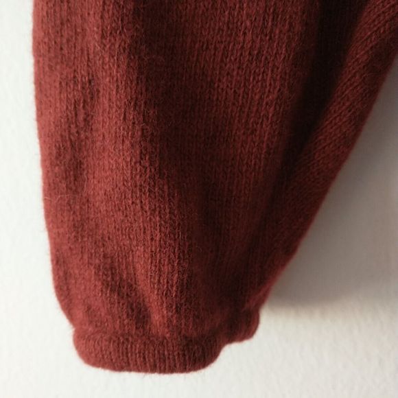 VTG Andrea Jovine Sweater Tunic Pullover S/M* Brown Lambswool Boxy 80s Granny - Picture 3 of 5